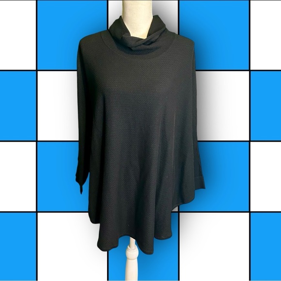 NWT J.Jill Pure Jill Black Textured Cowlneck Batwing Swing Sweater Size MP / LP - Picture 1 of 12